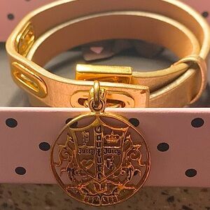Juicy Couture Charm W/Gold leather Wrap Bracelet